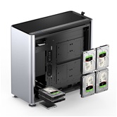 Корпус JONSBO Jonsplus i400-G Silver, TG, mini-ITX, mATX, ATX, серебристый