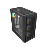 Корпус Powercase ByteFlow Black, Tempered Glass, 4x 120mm ARGB fans, ARGB HUB, чёрный, ATX  (CBFB-A4)