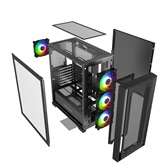 Корпус Powercase ByteFlow Black, Tempered Glass, 4x 120mm ARGB fans, ARGB HUB, чёрный, ATX  (CBFB-A4)