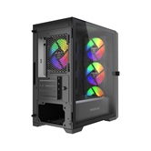 Корпус Powercase Alisio Micro X4B V2, Tempered Glass, 4х 120mm ARGB fans, ARGB HUB, чёрный, mATX  (CAMCXB-A4)