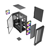 Корпус Powercase ByteFlow Micro Black, Tempered Glass, 4х 120mm ARGB fans, ARGB HUB, чёрный, mATX  (CAMBFB-A4)