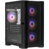 Корпус Powercase ByteFlow Micro Black, Tempered Glass, 4х 120mm ARGB fans, ARGB HUB, чёрный, mATX  (CAMBFB-A4)