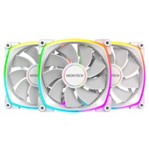 Комплект вентиляторов (3 шт.) Montech RX120 PWM Reverse White / 120mm, 4pin PWM, 3pin ARGB, 800-1600RPM, 59.0CFM, 27.0dBA, Rifle bearing / RX120W3P