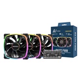 Комплект вентиляторов (3 шт.) Montech RX120 PWM Reverse Black / 120mm, 4pin PWM, 3pin ARGB, 800-1600RPM, 59.0CFM, 27.0dBA, Rifle bearing / RX120B3P