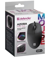 Мышь проводная  Defender Azora MB-241 USB, черный, 3D, 1200dpi, 1,8м, подсветка  (52241)