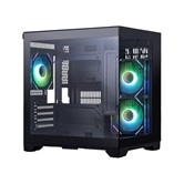 Корпус 1STPLAYER MEGAVIEW MV5-TP ARGB Black / mATX / 3x120mm ARGB fans / MV5-TP-BK-2FC7R-1FC7