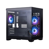Корпус 1STPLAYER MEGAVIEW MV5-TP ARGB Black / mATX / 3x120mm ARGB fans / MV5-TP-BK-2FC7R-1FC7