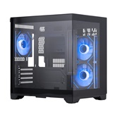 Корпус 1STPLAYER MEGAVIEW MV5-TP ARGB Black / mATX / 3x120mm ARGB fans / MV5-TP-BK-2FC7R-1FC7