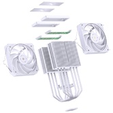 Кулер JONSBO HX6280 White LGA1851/1700/1200/115X/AM5/AM4 (8шт/кор, TDP 280W, PWM, 130mm Black Fan*1, 120mm Black Fan*1, 6 тепловых трубок, медная база, белый, 4-pin) Retail