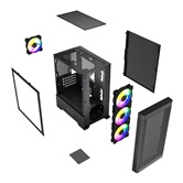 Корпус Powercase Mistral Micro A13B, Tempered Glass, 4x120mm FRGB fan, чёрный, mATX  (CMMA13B-L4)