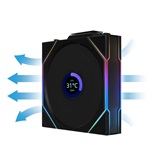 Вентилятор Lian Li UNI FAN TL WIRELESS LCD 120 Reverse Blade / 12RTLLCD1W1B BLACK / 120x124x28мм (PWM, ARGB, 1900 об/мин (Max.), 31dBa) / G99.12RTLLCD1W1B.R0