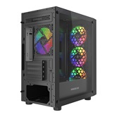 Корпус Powercase Mistral Micro EM16, Tempered Glass, 4x120mm FRGB fan, чёрный, mATX  (CMMEM16B-L4)
