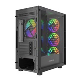 Корпус Powercase Mistral Micro EM17, Tempered Glass, 4x120mm ARGB PWM fan, чёрный, mATX  (CMMEM17B-A4)