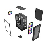 Корпус Powercase Mistral Micro EM19, Tempered Glass, 4x120mm ARGB PWM fan, чёрный, mATX  (CMMEM19B-A4)