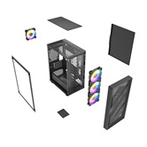 Корпус Powercase Mistral Micro EM21, Tempered Glass, 4x120mm FRGB fan, чёрный, mATX  (CMMEM21B-L4)