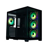 Корпус XASTRA QW500 4ARGB-C10-UC Black ATX/Aquarium/Screewless/4x120mm ARGB PWM FM fans/Argb+PWM HUB 10port/Type-C/ QW500-4FM12A-C10-UC