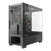 Корпус Powercase Vision Micro S3B, Tempered Glass, Type-C, 3x 120mm ARGB PWM Fan, чёрный, mATX  (CVMMSB-A3)