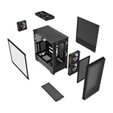 Корпус Powercase AX5, Black, TG, Type-C, 3x 140mm +2x 120mm ARGB PWM Fans, ARGB+PWM HUB, Nylon filters, чёрный, ATX  (CJXA-A5)