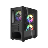 Корпус Powercase Mistral SM04 ARGB, Tempered Glass, Front Nylon Filter, 3x120mm ARGB PWM fans, чёрный, mATX  (CMMSM04B-A3)