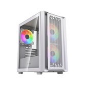 Корпус Powercase Mistral SM04 ARGB, Tempered Glass, Front Nylon Filter, 3x120mm ARGB PWM fans, белый, mATX  (CMMSM04W-A3)