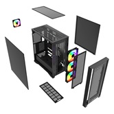 Корпус Powercase ByteFlow Pro CP ARGB, Black, Non Window, Type-C, 4x 140mm ARGB PWM fans, чёрный, E-ATX  (CH9CLPB-A4)