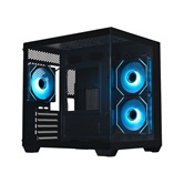 Корпус XASTRA QW400M 3ARGB-C6-AC Black mATX/Aquarium/Screewless/3x120mm ARGB PWM FM fans/Argb+PWM HUB 6port/Type-C+USB3.0 (1 USB3.0 кабель)/ QW400M-3FM12A-C6-AC