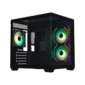 Корпус XASTRA QW400M 3ARGB-C6-AC Black mATX/Aquarium/Screewless/3x120mm ARGB PWM FM fans/Argb+PWM HUB 6port/Type-C+USB3.0 (1 USB3.0 кабель)/ QW400M-3FM12A-C6-AC