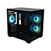 Корпус XASTRA QW400M 3ARGB-C6-AC Black mATX/Aquarium/Screewless/3x120mm ARGB PWM FM fans/Argb+PWM HUB 6port/Type-C+USB3.0 (1 USB3.0 кабель)/ QW400M-3FM12A-C6-AC